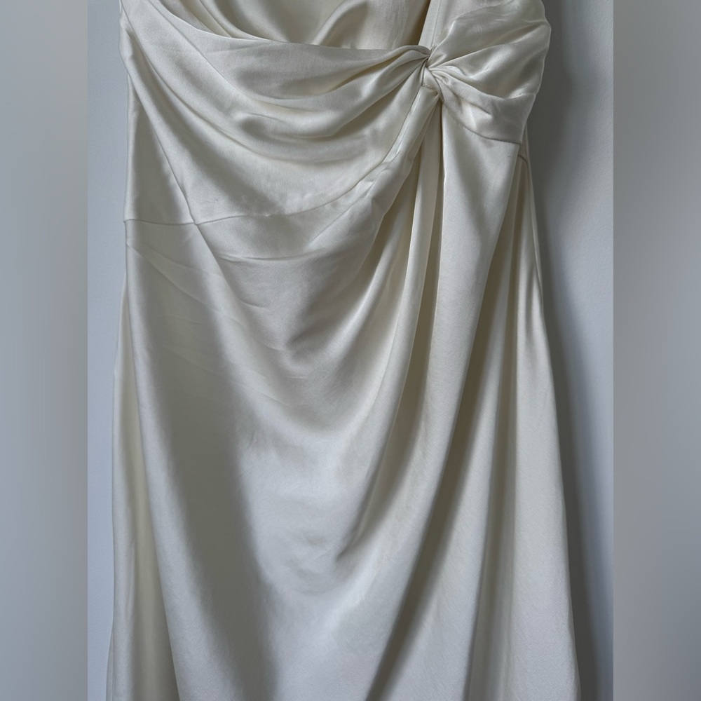 Abercrombie & Fitch One-Shoulder Satin Knotted Midi Dress - Size SP - Picture 11 of 16